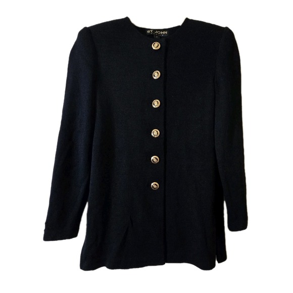 John Basics Black Cardigan Blazer Gold‎ Button Long Sleeve